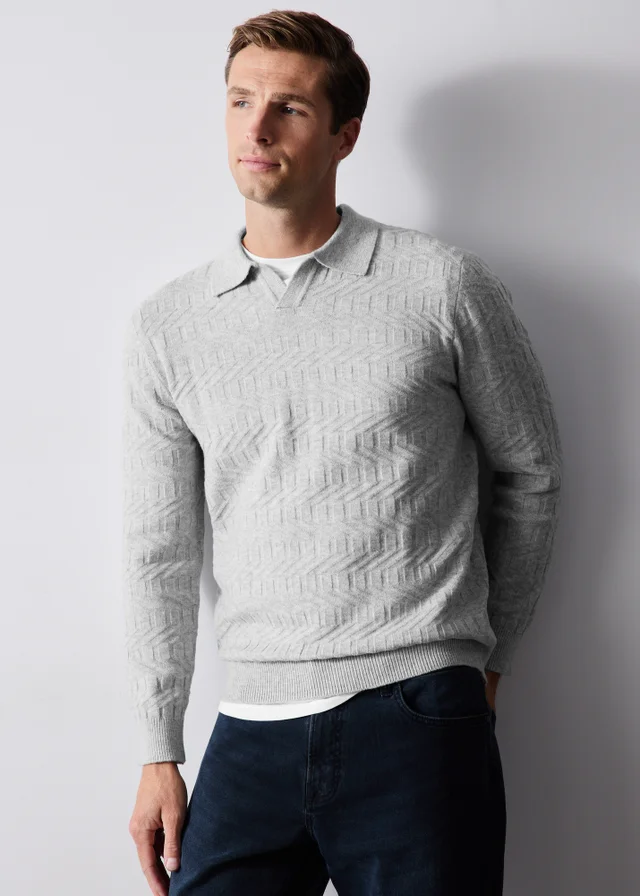 Grey Heavy Knitted Polo