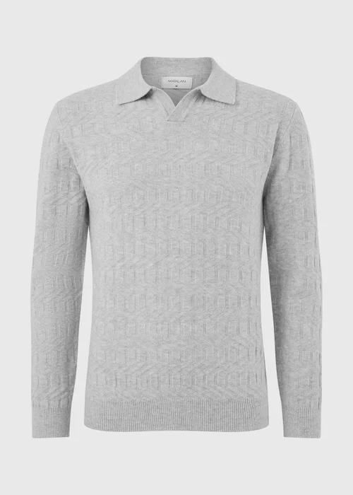 Grey Heavy Knitted Polo - S Image 5