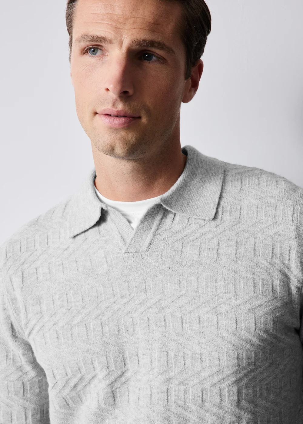 Grey Heavy Knitted Polo - S Image 3