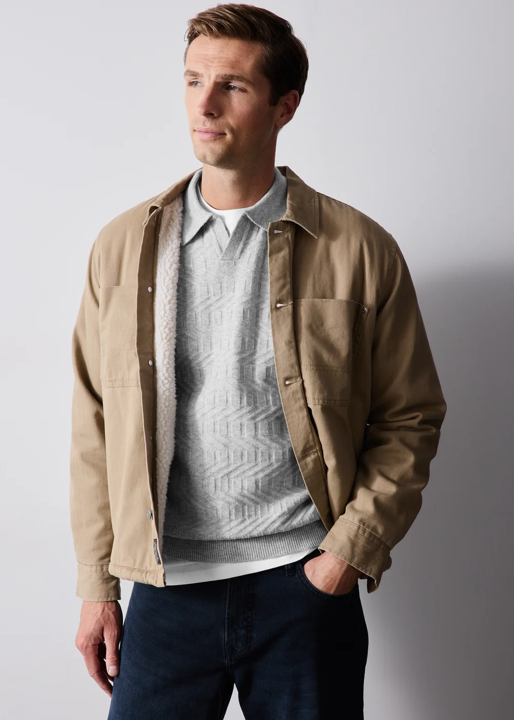 Grey Heavy Knitted Polo - S Image 4