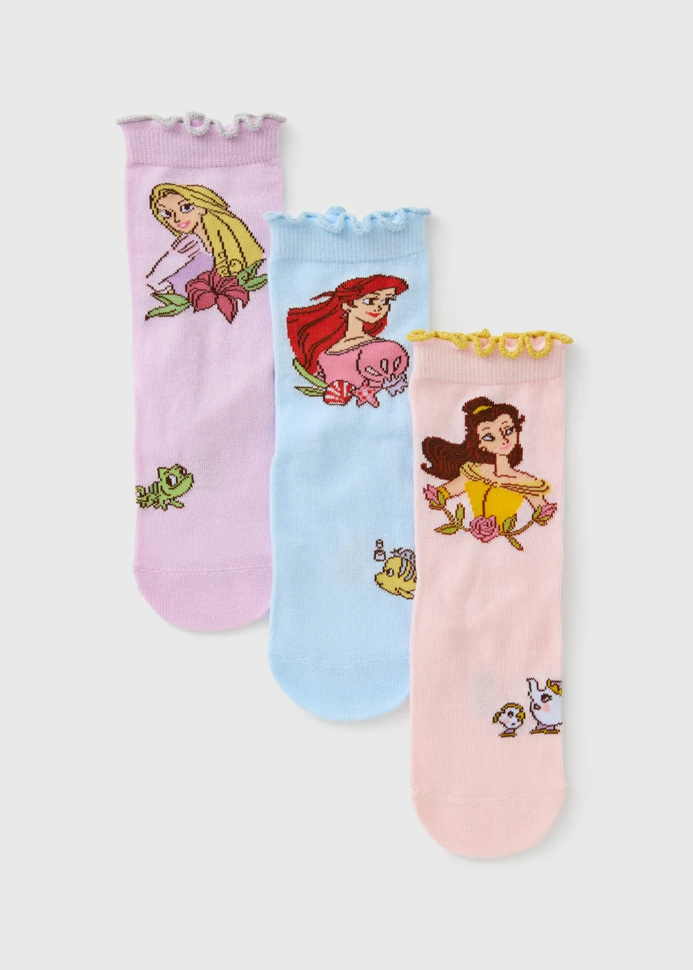 3 Pack Disney Princess Multicolour Socks (Younger 6-Older 6.5) - 9-12 Image 1