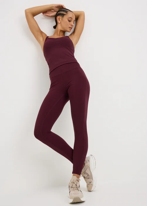 Souluxe Burgundy Long Length Gym Leggings - 6 Image 2