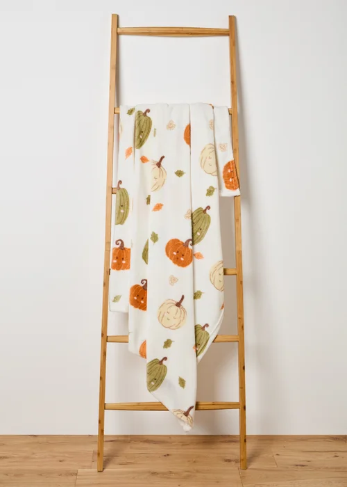 Cream Pumpkin Fleece Throw Image 1
