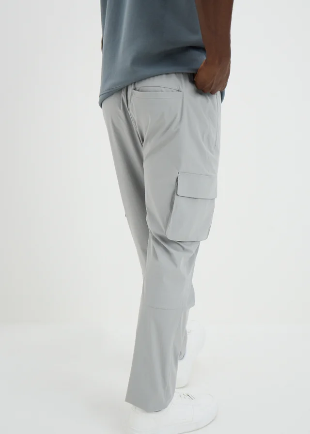 Light Grey Cuffed Cargo Trousers