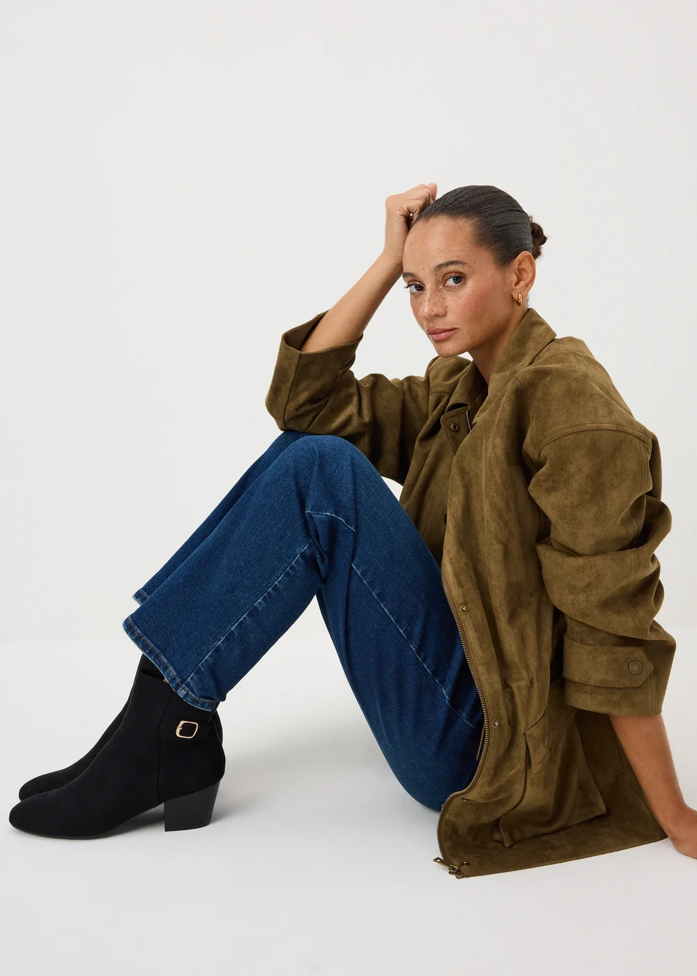 Black Faux Suede Ankle Boots - 4 Image 2