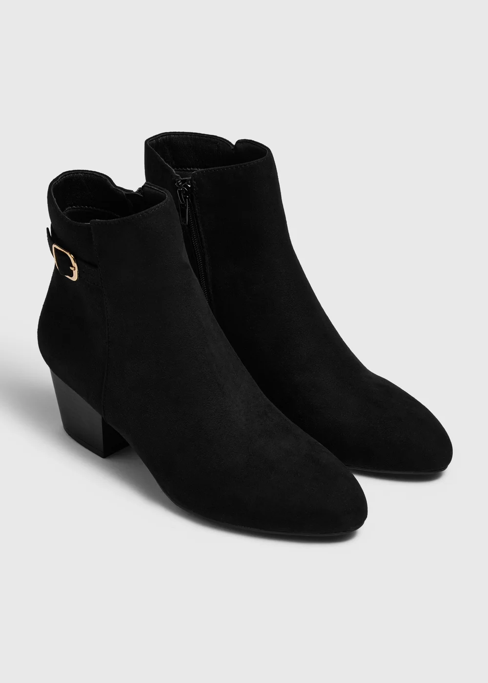 Black Faux Suede Ankle Boots - 4 Image 1