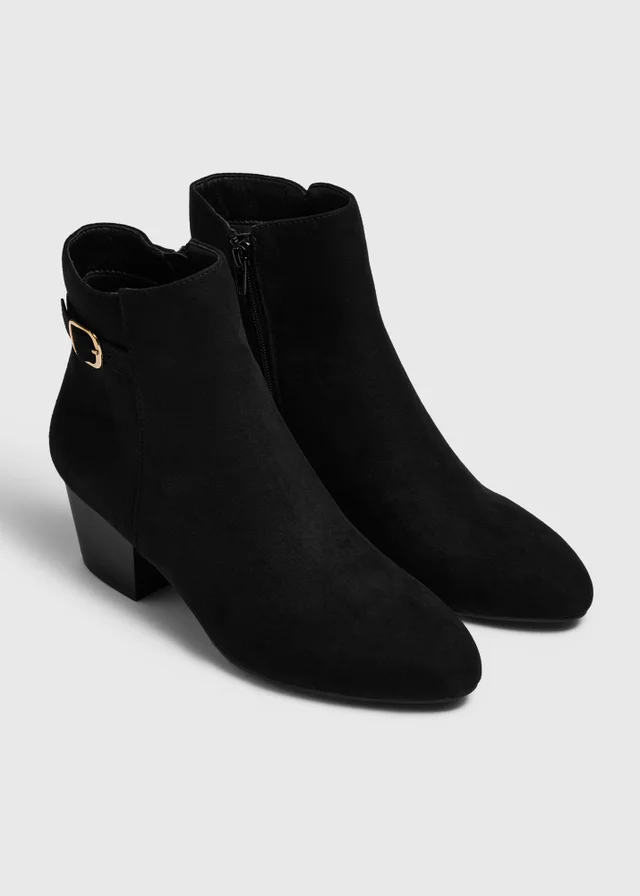 Black Faux Suede Ankle Boots