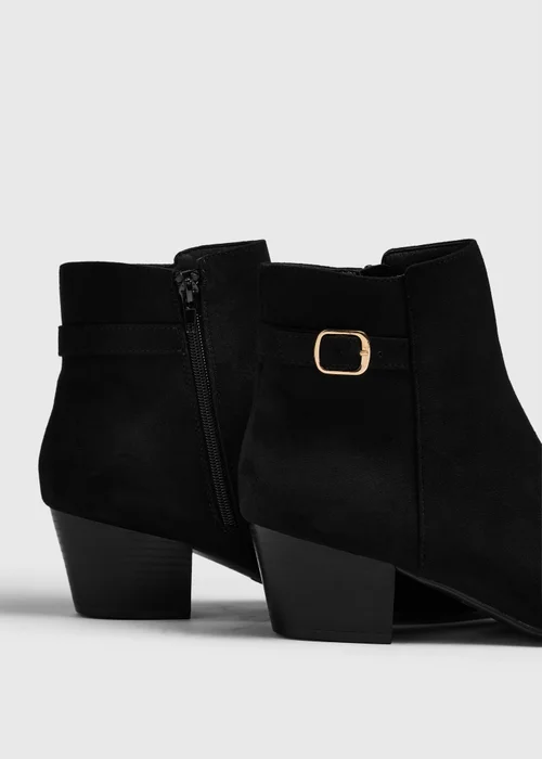 Black Faux Suede Ankle Boots - 4 Image 3