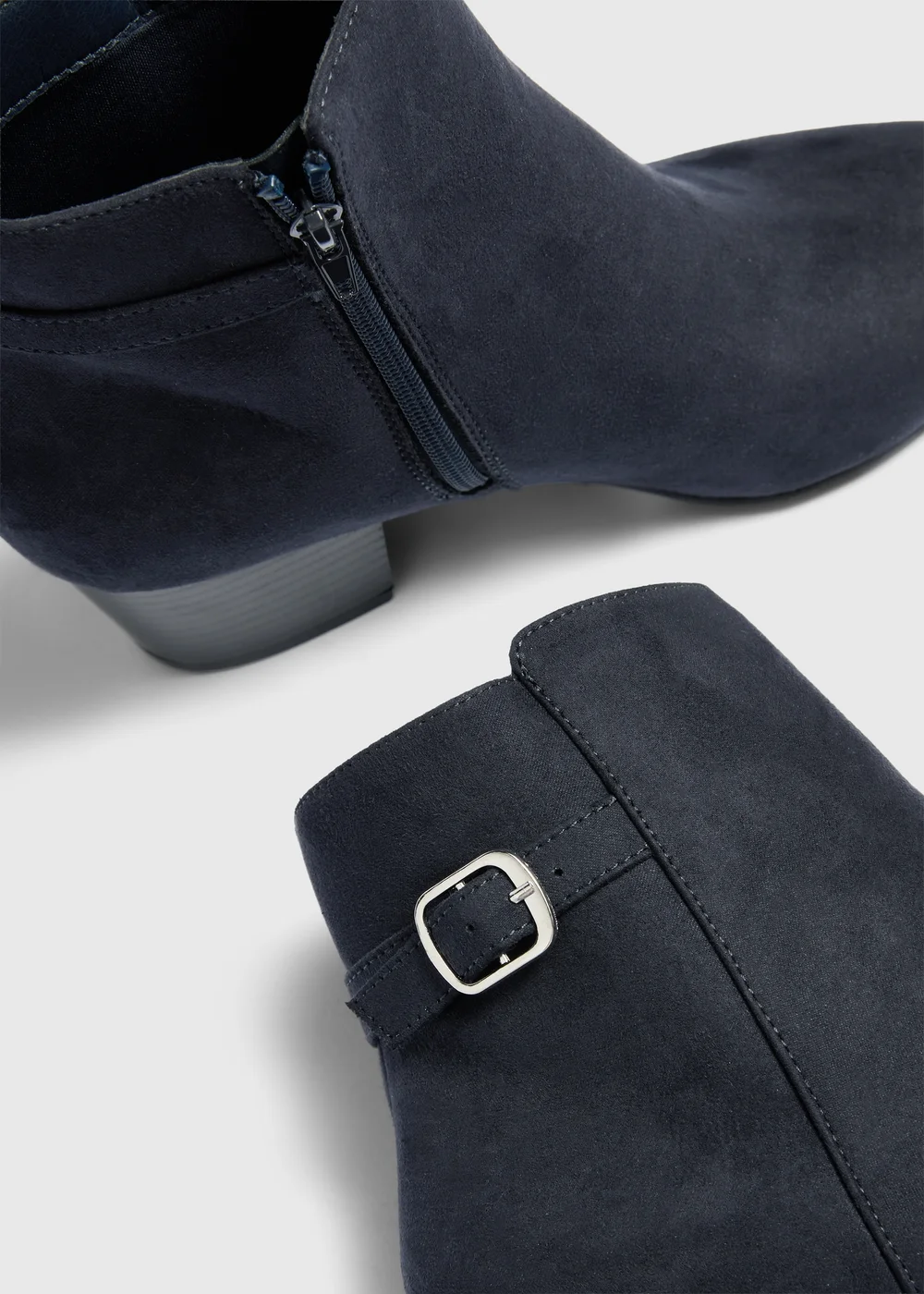Navy Faux Suede Ankle Boots - 3 Image 2