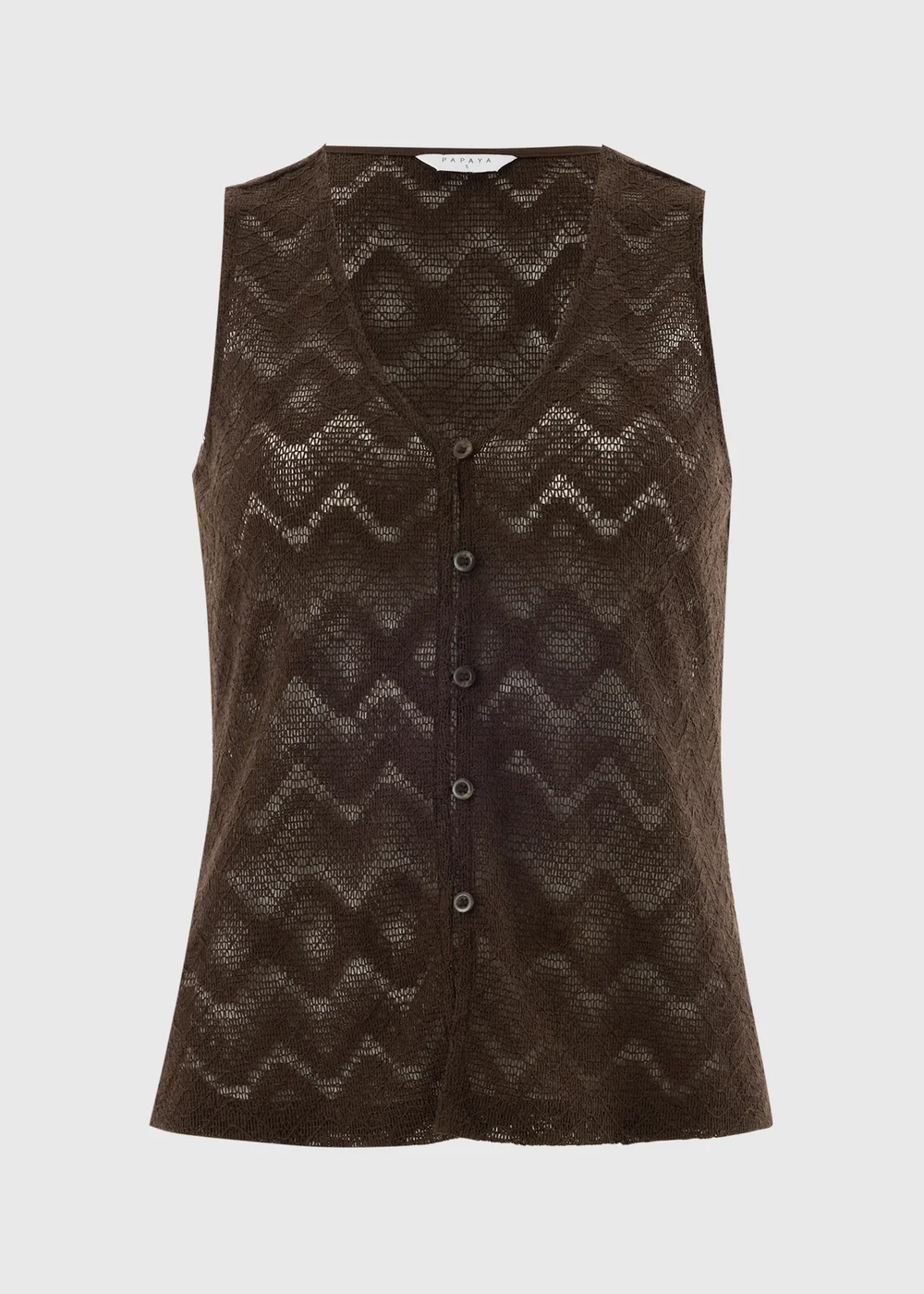 Chocolate Brown Zig Zag Co Ord Waistcoat Top - S Image 4