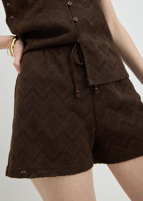 Chocolate Brown Zig Zag Co Ord Shorts - L Image 3