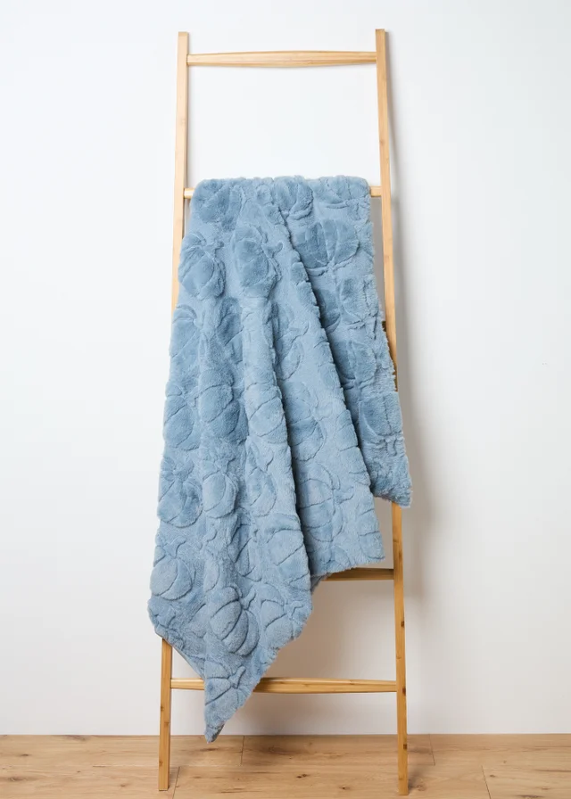 Blue Pumpkin Embossed Fleece Throw