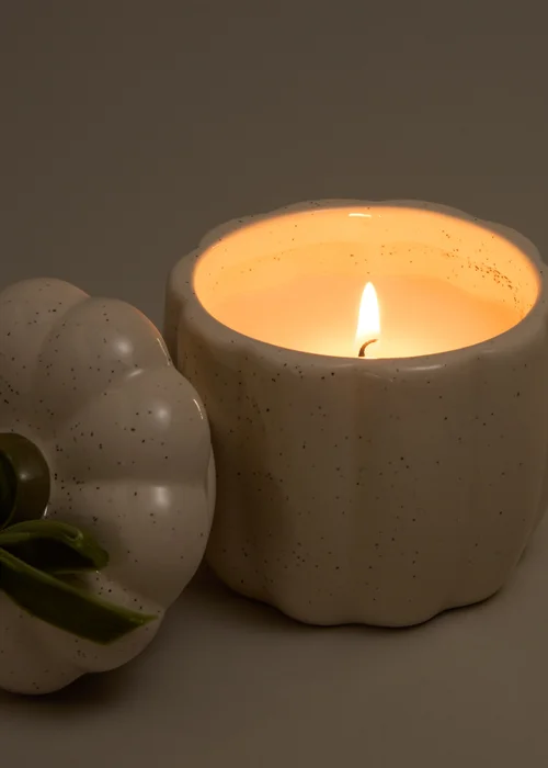 Cream Speckled Pumpkin Candle Image 2
