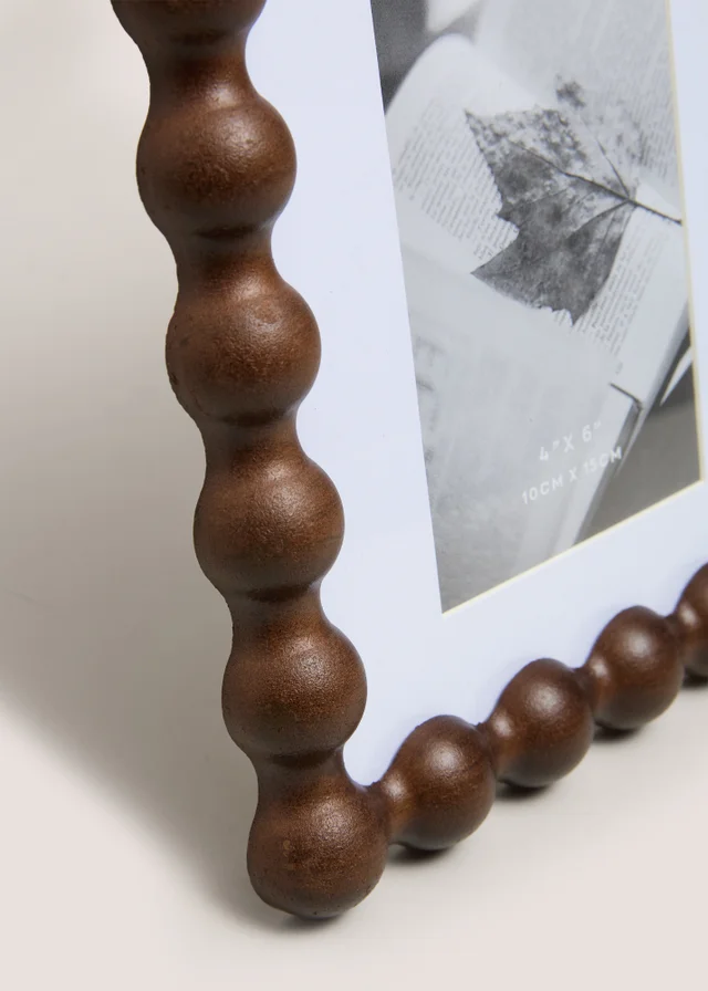 Wooden Brown Bubble Double Frame