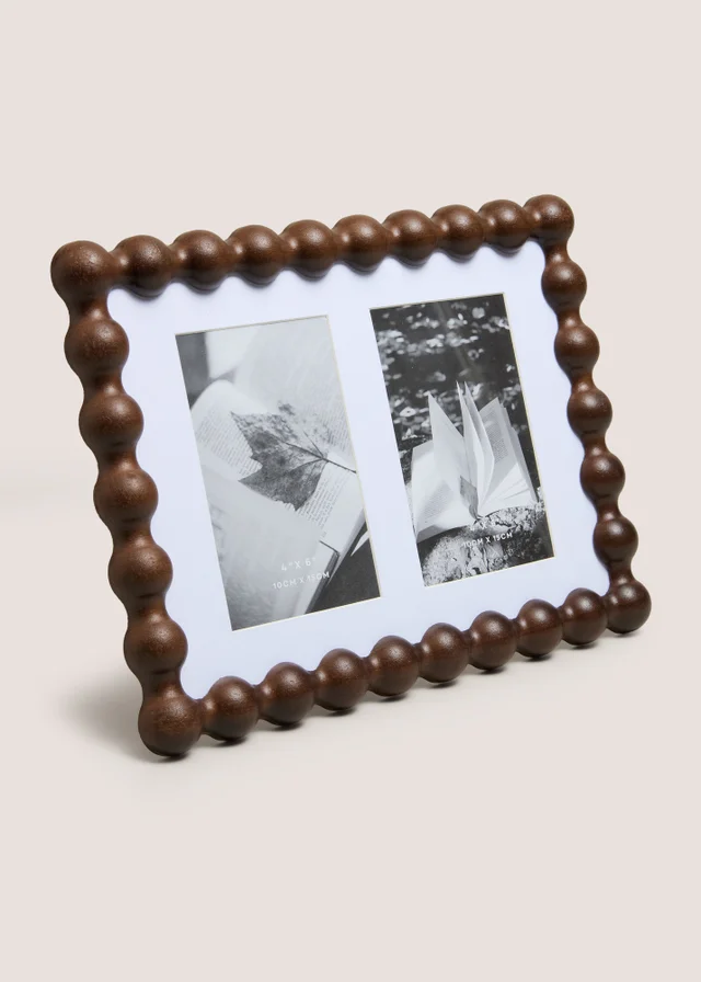 Wooden Brown Bubble Double Frame