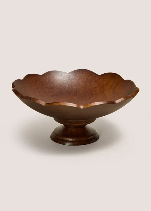 Wooden Scallop Pedestal Bowl Image 1