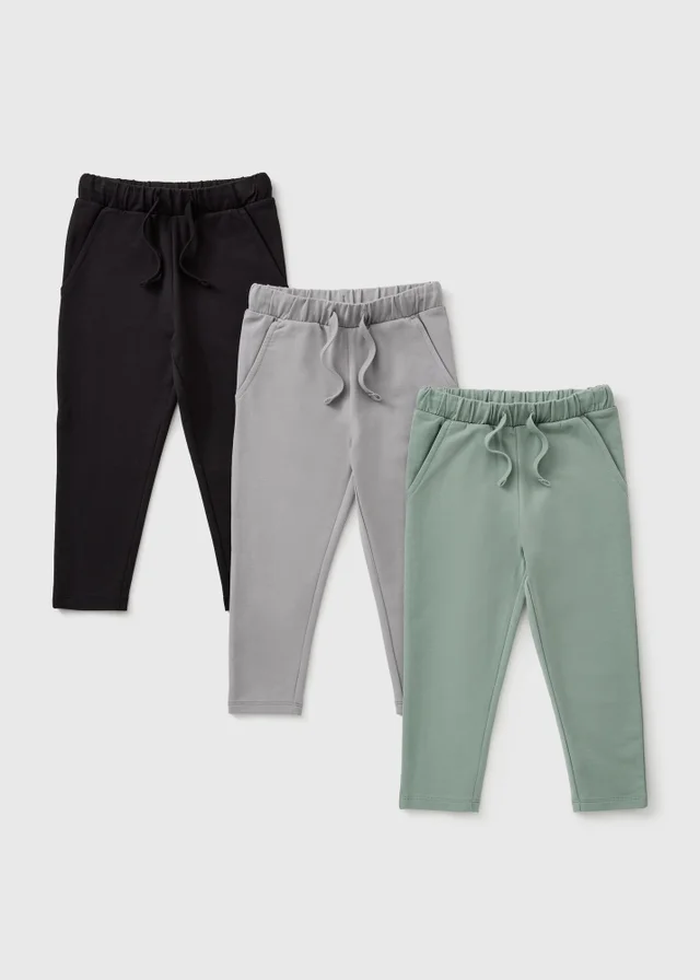 3 Pack Sage Grey & Black Jogging Bottom (1-8yrs)