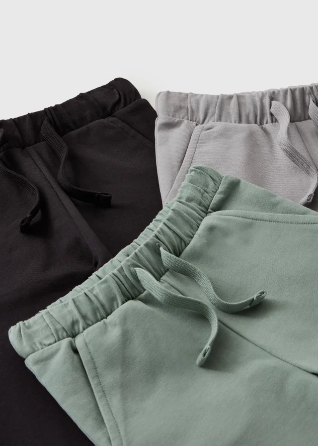 3 Pack Sage Grey & Black Jogging Bottom (1-8yrs)