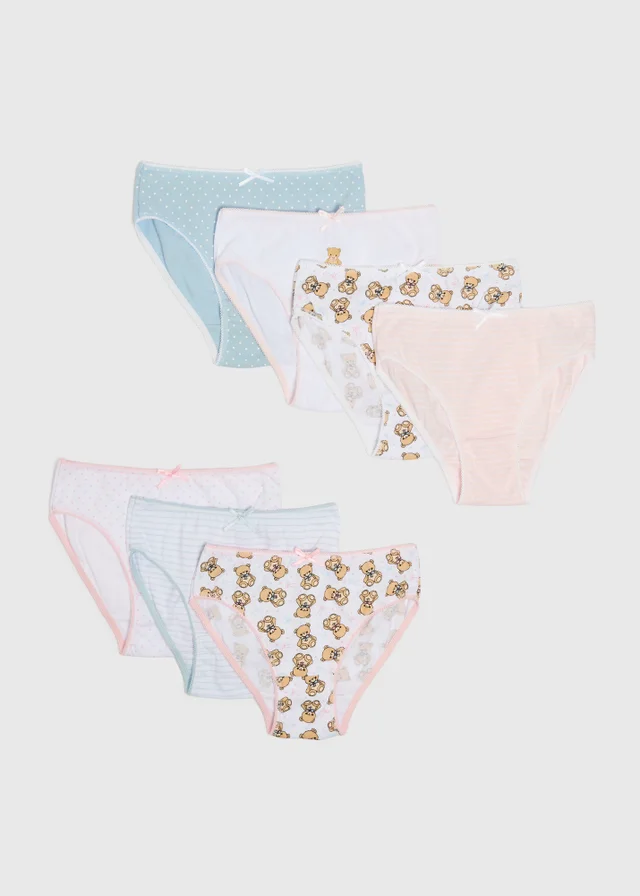 7 Pack Girls Multi Bear Brief Knickers (1.5-11yrs)