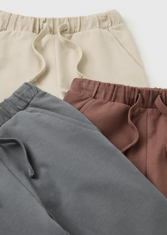 3 Pack Boys Charcoal Beige & Stone Jogging Bottoms (1-8yrs)