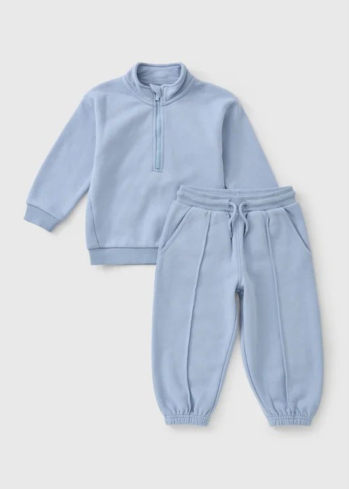 Boys Blue Funnel Neck Sweatshirt & Jogging Bottom Set (1-8yrs) - 1-1.5 Yrs Image 1