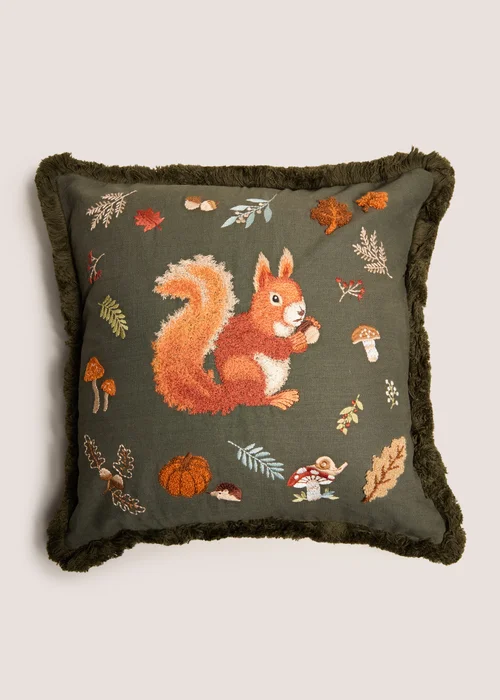 Cotton Green Squirrel Cushion Image 1