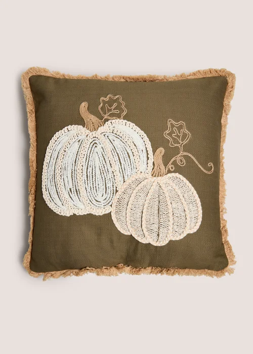 Green Cotton Pumpkin Cushion Image 1