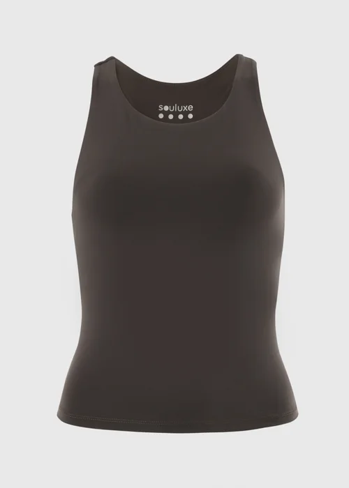 Souluxe Chocolate Brown Racer Back Sports Vest Top - 6 Image 3