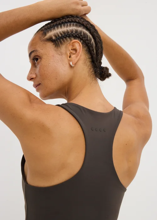 Souluxe Chocolate Brown Racer Back Sports Vest Top - 6 Image 2