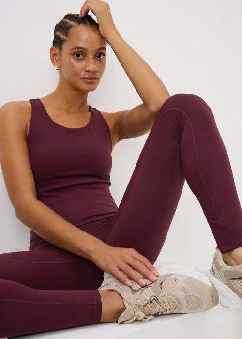 Souluxe Burgundy Racer Back Sports Vest Top - 6 Image 1
