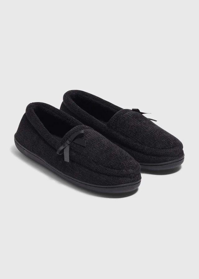 Black Velour Mule Slippers