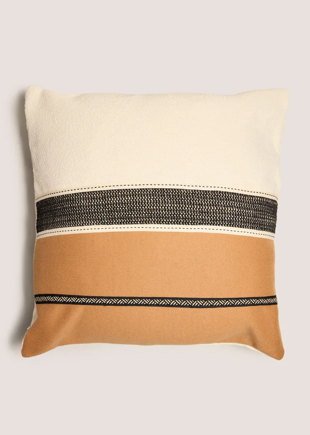 Monochrome Tan Stitched Cushion