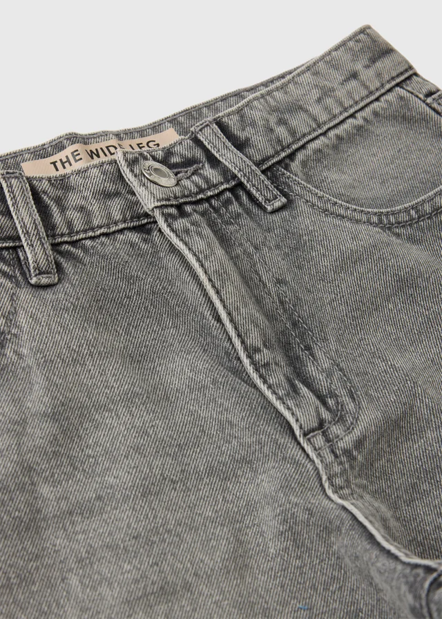 Girls Grey Wide Leg Jeans (7-15yrs)