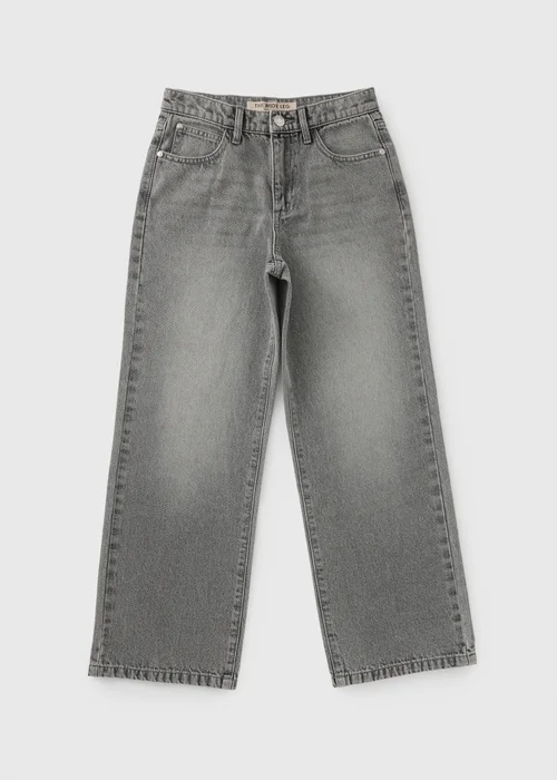Girls Grey Wide Leg Jeans (7-15yrs) - 7 Yrs Image 1