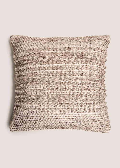 Natural Brown Textured Bobble Cushion Image 1