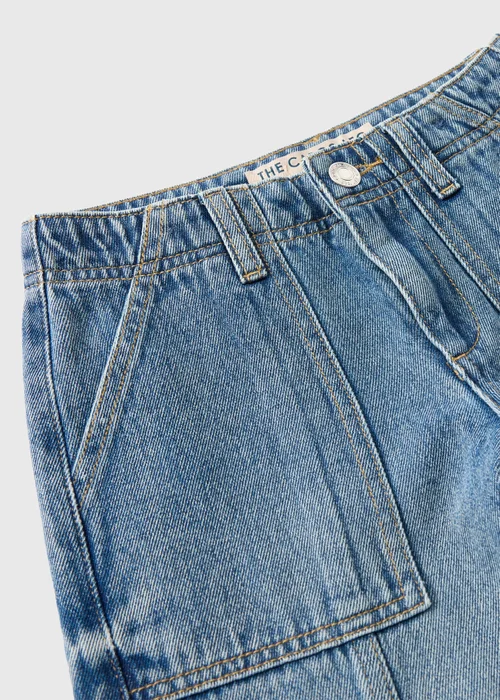 Girls Blue Denim Cargo Jeans (7-15yrs) - 7 Yrs Image 2