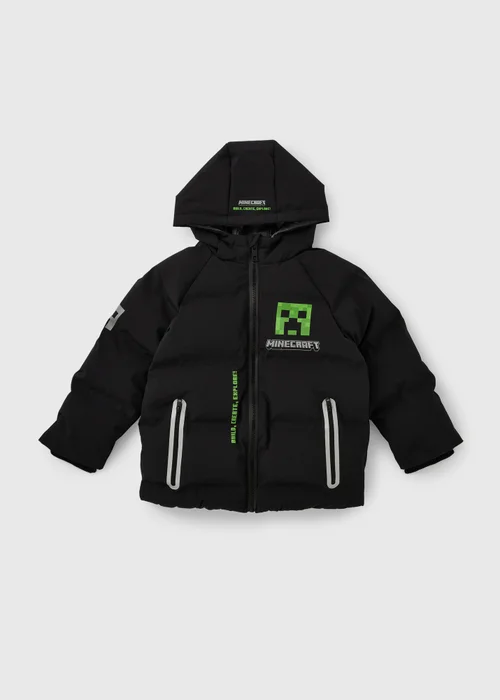 Minecraft Boys Black Padded Coat (4-10yrs) - 4-5 Yrs Image 1