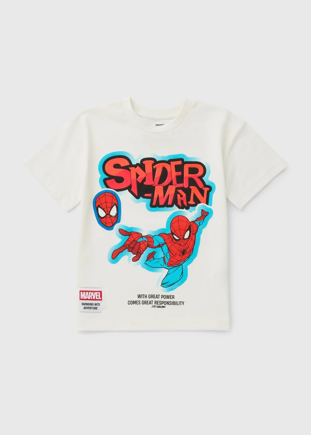 Marvel Spider-Man Boys Cream T-Shirt (4-13yrs) - 6-7 Yrs Image 1