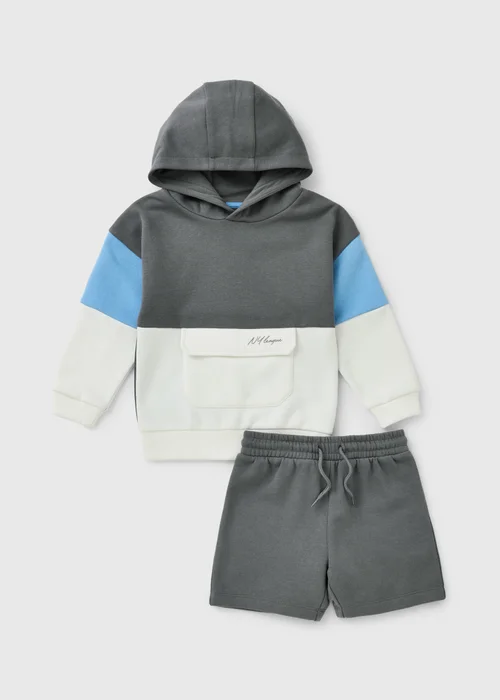 Boys Grey Hoodie & Jogging Shorts Set (1-8yrs) - 1-1.5 Yrs Image 1