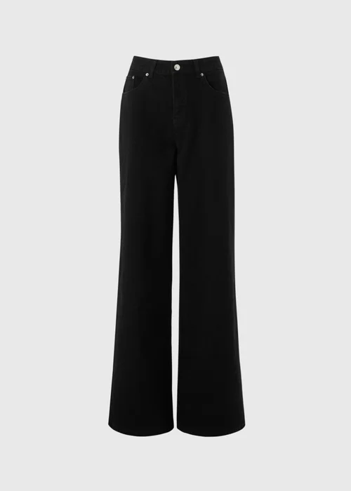 Black Stretch Wide Leg Jeans - 10/L29 Image 5