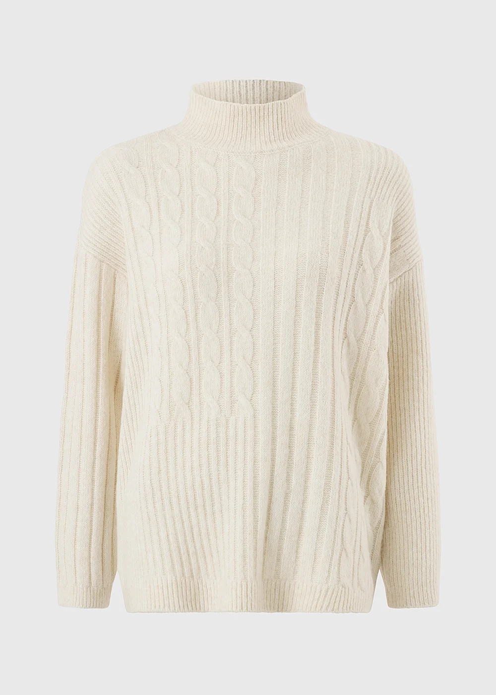 Cream High Neck Cable Jumper - XS Image 1