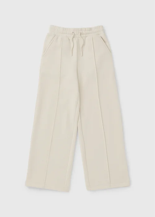 Girls Cream Wide Leg Jogging Bottoms (7-15yrs) - 7 Yrs Image 1