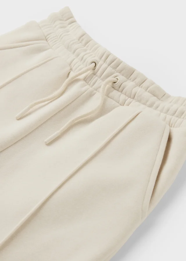 Girls Cream Wide Leg Jogging Bottoms (7-15yrs)