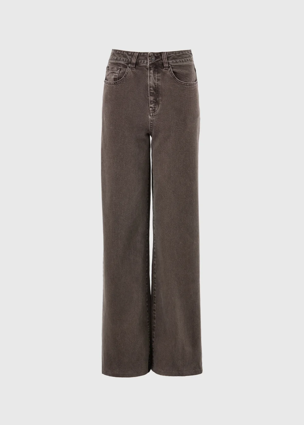 Chocolate Brown Stretch Mid Rise Wide Leg Jeans - 24/L29 Image 5