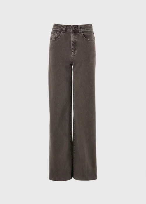 Chocolate Brown Stretch Mid Rise Wide Leg Jeans - 24/L29 Image 5