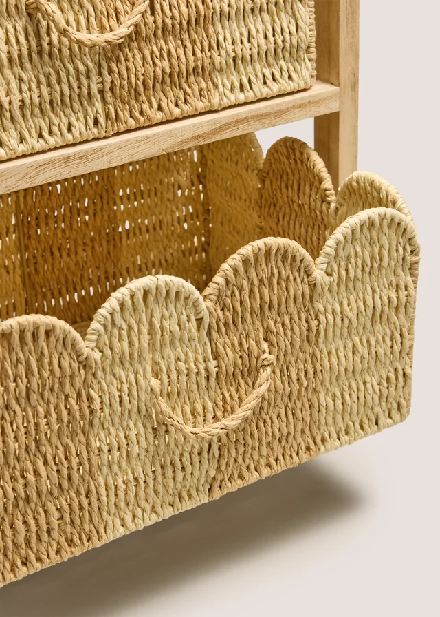 Natural Stripe Scalloped Storage Drawers