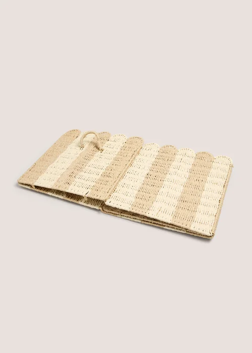 Natural Stripe Scalloped Foldable Basket Image 2