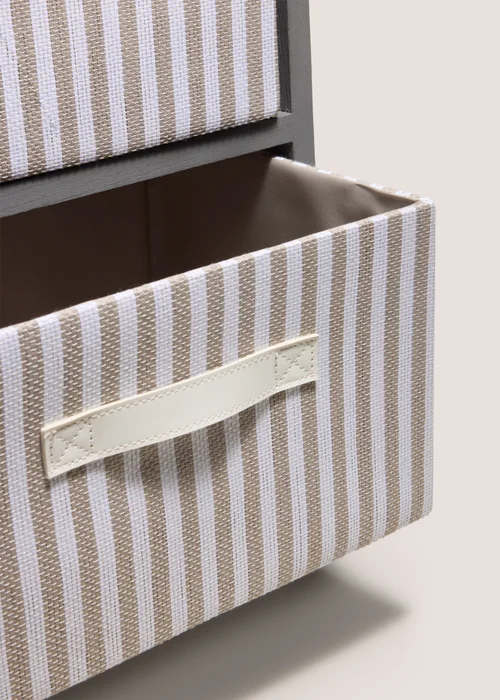 Grey Stripe Fabric Drawers Image 2