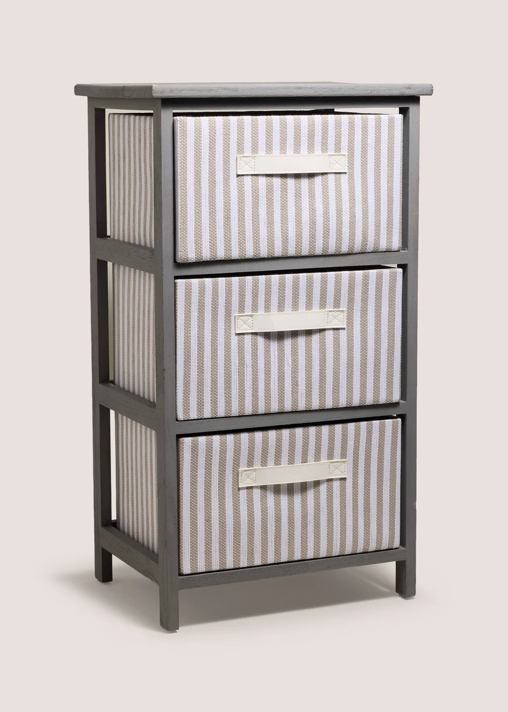 Grey Stripe Fabric Drawers Image 1