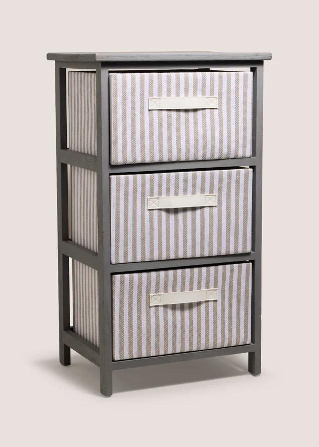 Grey Stripe Fabric Drawers